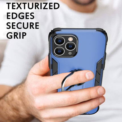 Magnetic Frosted PC + Matte TPU Shockproof Case with Ring Holder For iPhone 11 Pro(Classic Blue)-garmade.com