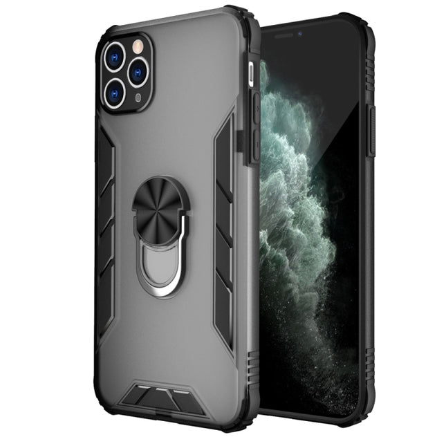 Magnetic Frosted PC + Matte TPU Shockproof Case with Ring Holder For iPhone 11 Pro Max(Phantom Black)-garmade.com