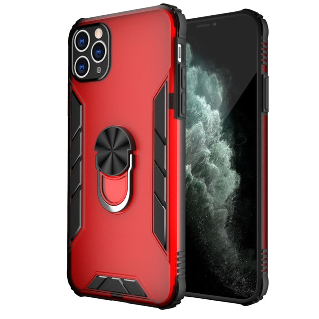 Magnetic Frosted PC + Matte TPU Shockproof Case with Ring Holder For iPhone 11 Pro Max(China Red)-garmade.com