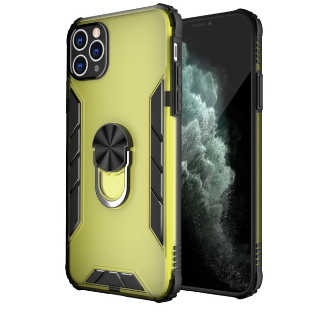 Magnetic Frosted PC + Matte TPU Shockproof Case with Ring Holder For iPhone 11 Pro Max(Olive Yellow)-garmade.com