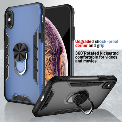 Magnetic Frosted PC + Matte TPU Shockproof Case with Ring Holder For iPhone XS / X(Olive Yellow)-garmade.com