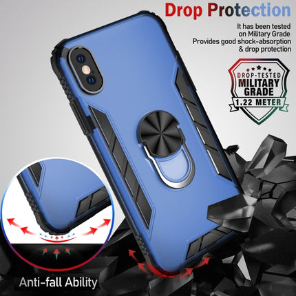 Magnetic Frosted PC + Matte TPU Shockproof Case with Ring Holder For iPhone XS / X(Phantom Black)-garmade.com