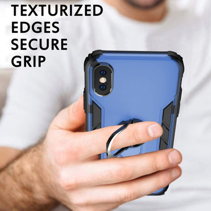 Magnetic Frosted PC + Matte TPU Shockproof Case with Ring Holder For iPhone XS / X(Glistening Green)-garmade.com