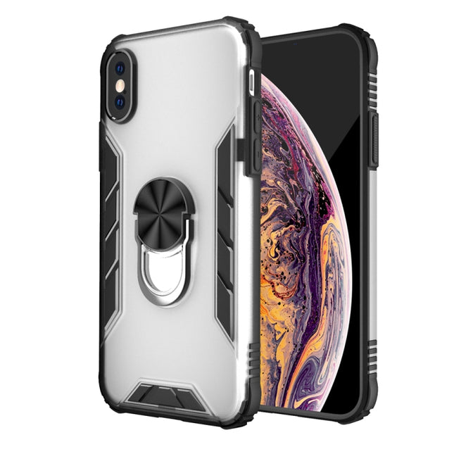 Magnetic Frosted PC + Matte TPU Shockproof Case with Ring Holder For iPhone XS Max(Milky White)-garmade.com