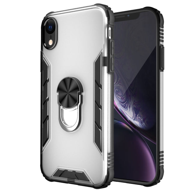 Magnetic Frosted PC + Matte TPU Shockproof Case with Ring Holder For iPhone XR(Milky White)-garmade.com