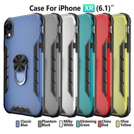 Magnetic Frosted PC + Matte TPU Shockproof Case with Ring Holder For iPhone XR(Phantom Black)-garmade.com