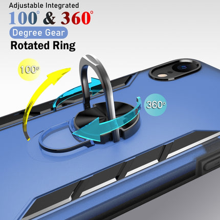 Magnetic Frosted PC + Matte TPU Shockproof Case with Ring Holder For iPhone XR(Classic Blue)-garmade.com