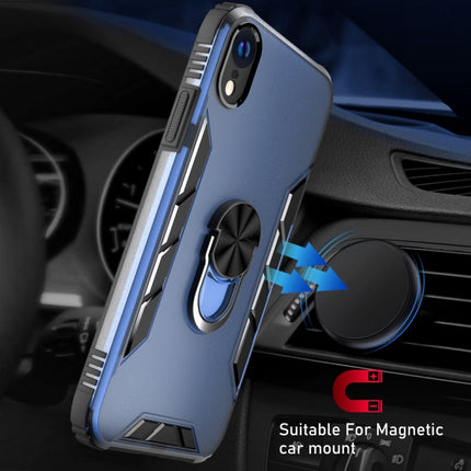 Magnetic Frosted PC + Matte TPU Shockproof Case with Ring Holder For iPhone XR(Classic Blue)-garmade.com