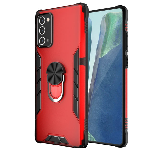 For Samsung Galaxy Note20 Magnetic Frosted PC + Matte TPU Shockproof Case with Ring Holder(China Red)-garmade.com