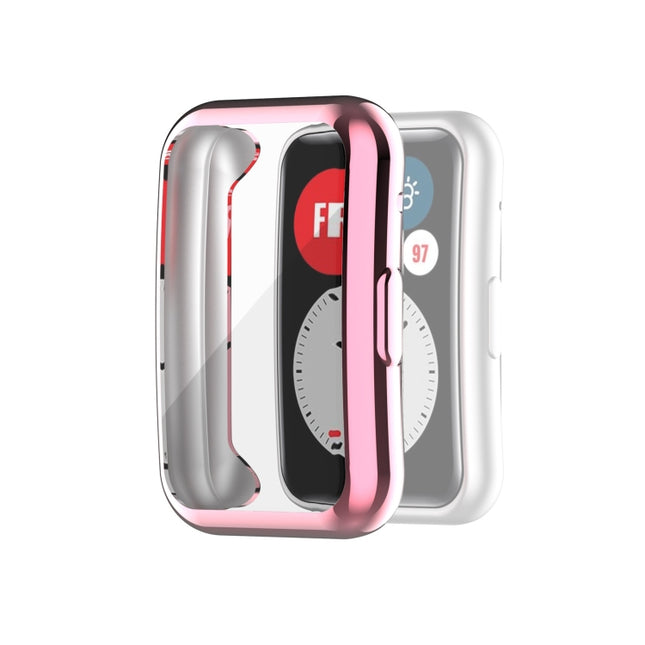 For Huawei Watch Fit Full Coverage TPU Protective Case Cover(Pink)-garmade.com