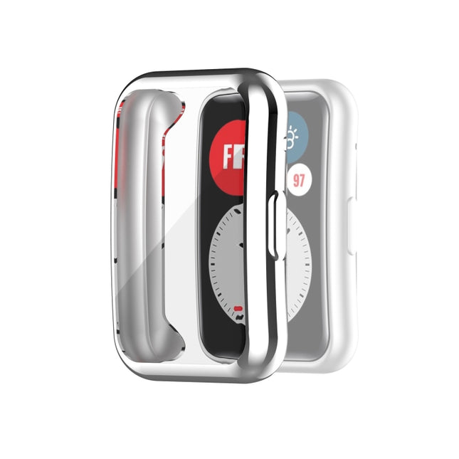 For Huawei Watch Fit Full Coverage TPU Protective Case Cover(Silver)-garmade.com