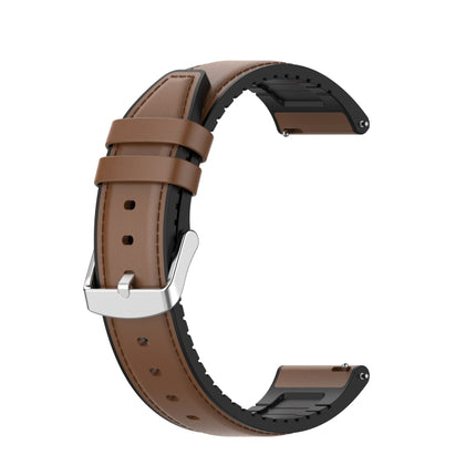 22mm Silicone Leather Replacement Strap Watchband for Huawei Watch GT 2 Pro(Brown)-garmade.com