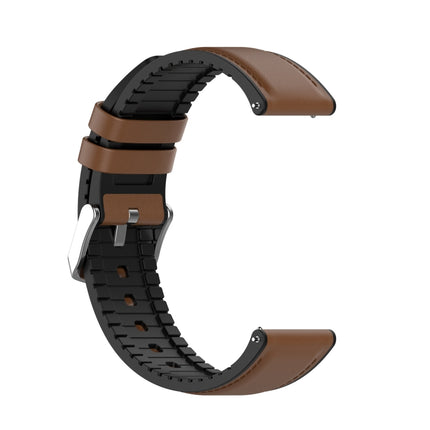 20mm Silicone Leather Replacement Strap Watchband for Huawei Watch GT 2 42mm(Brown)-garmade.com