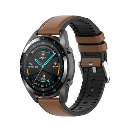 20mm Silicone Leather Replacement Strap Watchband for Huawei Watch GT 2 42mm(Brown)-garmade.com