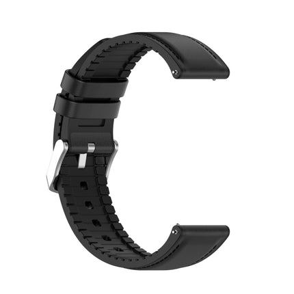 22mm Silicone Leather Replacement Strap Watchband for Huawei Watch GT 2 46mm(Black)-garmade.com