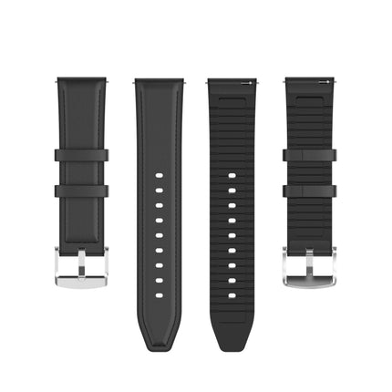 22mm Silicone Leather Replacement Strap Watchband for Huawei Watch GT 2 46mm(Black)-garmade.com