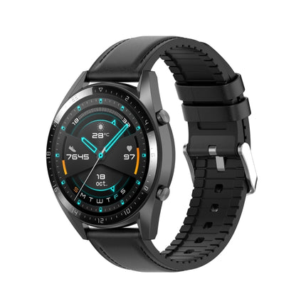 22mm Silicone Leather Replacement Strap Watchband for Huawei Watch GT 2 46mm(Black)-garmade.com