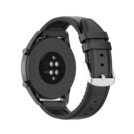 22mm Silicone Leather Replacement Strap Watchband for Huawei Watch GT 2 46mm(Black)-garmade.com