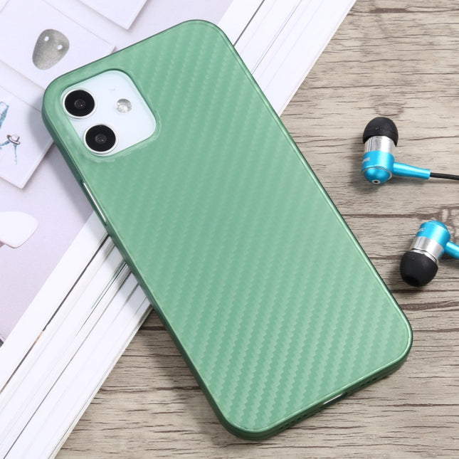 Carbon Fiber Texture PP Protective Case For iPhone 12 mini(Green)-garmade.com