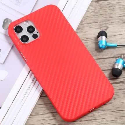 Carbon Fiber Texture PP Protective Case For iPhone 12 / 12 Pro(Red)-garmade.com