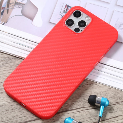 Carbon Fiber Texture PP Protective Case For iPhone 12 / 12 Pro(Red)-garmade.com