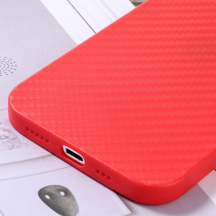 Carbon Fiber Texture PP Protective Case For iPhone 12 / 12 Pro(Red)-garmade.com