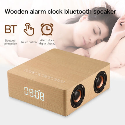 Q5C Multifunctional Wooden Touch Clock Display Bluetooth Speaker, Support TF Card & U Disk & 3.5mm AUX(Yellow Wood)-garmade.com