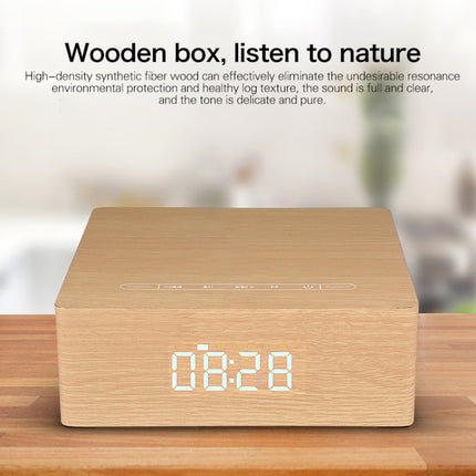 Q5C Multifunctional Wooden Touch Clock Display Bluetooth Speaker, Support TF Card & U Disk & 3.5mm AUX(Yellow Wood)-garmade.com