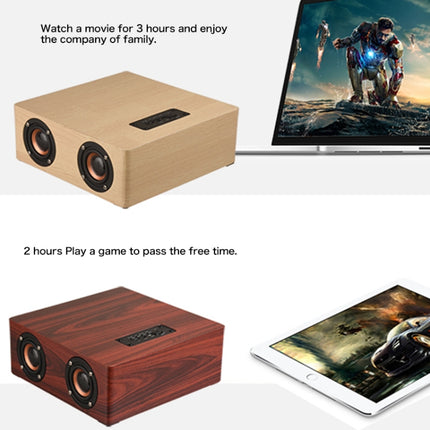 Q5 Wooden Bluetooth Speaker, Support TF Card & 3.5mm AUX(Red Wood)-garmade.com