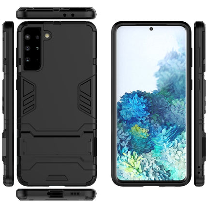 For Samsung Galaxy S21+ 5G Shockproof PC + TPU Protective Case with Hidden Holder(Black)-garmade.com