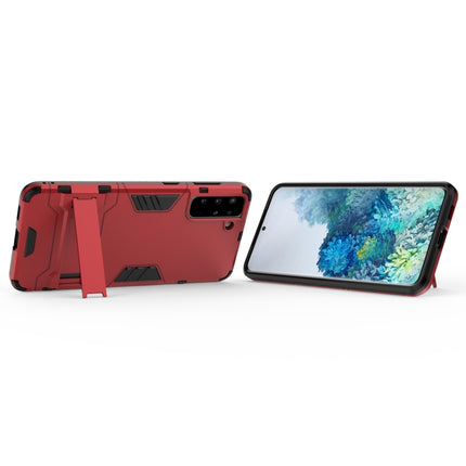For Samsung Galaxy S21+ 5G Shockproof PC + TPU Protective Case with Hidden Holder(Red)-garmade.com