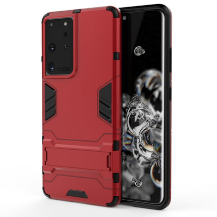 For Samsung Galaxy S21 Ultra 5G Shockproof PC + TPU Protective Case with Hidden Holder(Red)-garmade.com