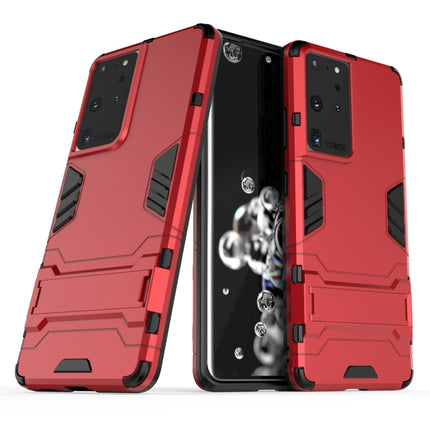 For Samsung Galaxy S21 Ultra 5G Shockproof PC + TPU Protective Case with Hidden Holder(Red)-garmade.com