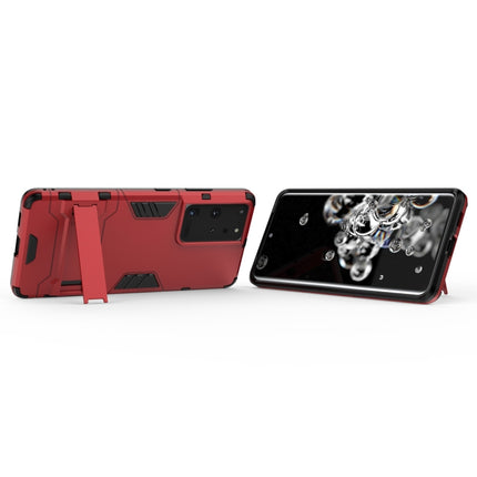 For Samsung Galaxy S21 Ultra 5G Shockproof PC + TPU Protective Case with Hidden Holder(Red)-garmade.com