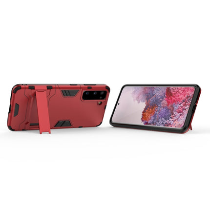 For Samsung Galaxy S21 5G Shockproof PC + TPU Protective Case with Hidden Holder(Red)-garmade.com