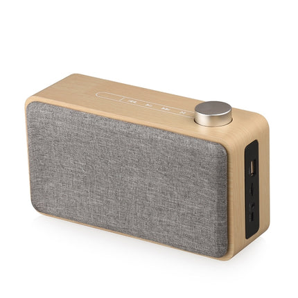 W5A Subwoofer Fabric Wooden Touch Bluetooth Speaker, Support TF Card & U Disk & 3.5mm AUX(Yellow Wood)-garmade.com