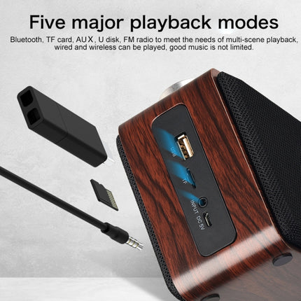 W5A Subwoofer Fabric Wooden Touch Bluetooth Speaker, Support TF Card & U Disk & 3.5mm AUX(Walnut)-garmade.com