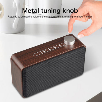W5A Subwoofer Fabric Wooden Touch Bluetooth Speaker, Support TF Card & U Disk & 3.5mm AUX(Walnut)-garmade.com