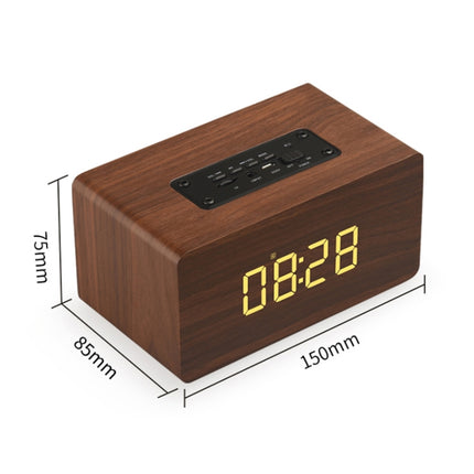 W5C Subwoofer Wooden Clock Bluetooth Speaker, Support TF Card & 3.5mm AUX(Yellow Wood)-garmade.com