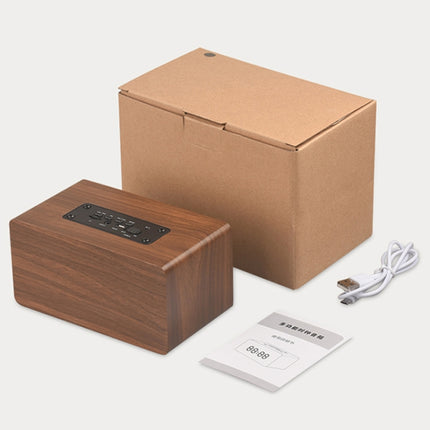 W5C Subwoofer Wooden Clock Bluetooth Speaker, Support TF Card & 3.5mm AUX(Yellow Wood)-garmade.com
