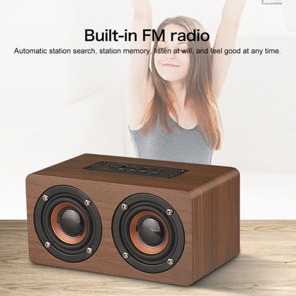 W5C Subwoofer Wooden Clock Bluetooth Speaker, Support TF Card & 3.5mm AUX(Brown Wood)-garmade.com