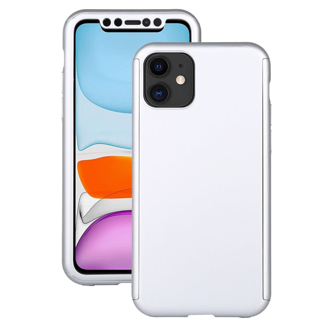 Shockproof PC Full Coverage Protective Case with Tempered Glass Film For iPhone 12 mini(Silver)-garmade.com