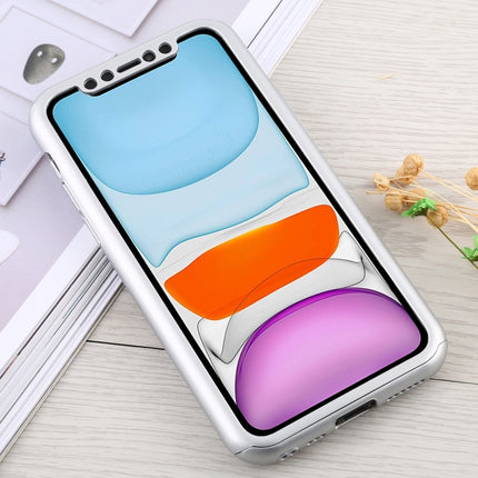 Shockproof PC Full Coverage Protective Case with Tempered Glass Film For iPhone 12 mini(Silver)-garmade.com