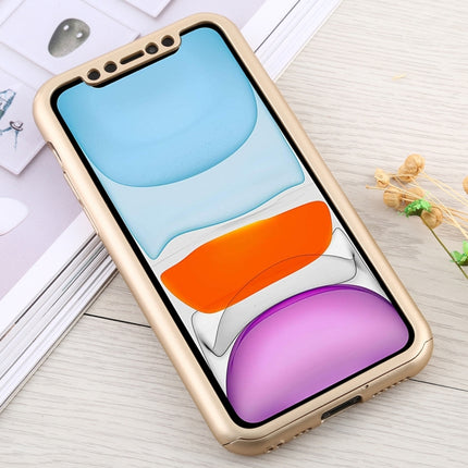 Shockproof PC Full Coverage Protective Case with Tempered Glass Film For iPhone 12 mini(Gold)-garmade.com