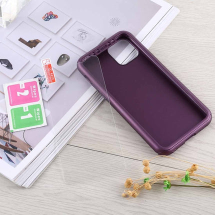 Shockproof PC Full Coverage Protective Case with Tempered Glass Film For iPhone 12 mini(Purple)-garmade.com
