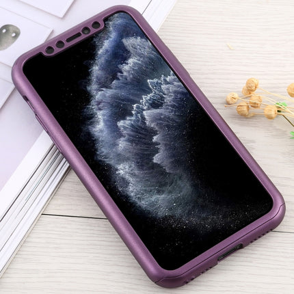 Shockproof PC Full Coverage Protective Case with Tempered Glass Film For iPhone 12 / 12 Pro(Purple)-garmade.com