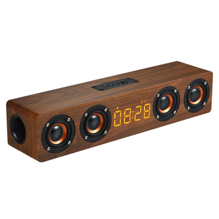 W8C Wooden Clock Subwoofer Bluetooth Speaker, Support TF Card & U Disk & 3.5mm AUX(Brown Wood)-garmade.com