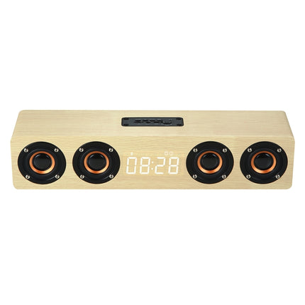 W8C Wooden Clock Subwoofer Bluetooth Speaker, Support TF Card & U Disk & 3.5mm AUX(Yellow Wood)-garmade.com