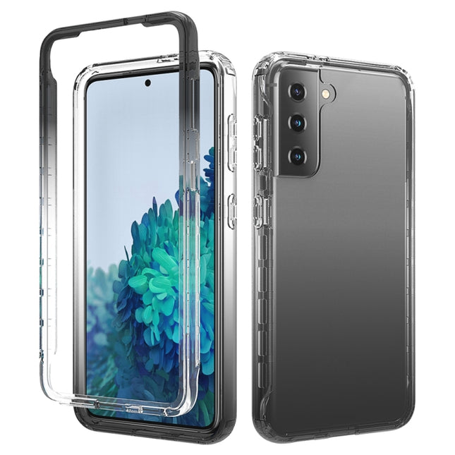 For Samsung Galaxy S21 5G Shockproof High Transparency Two-color Gradual Change PC+TPU Candy Colors Protective Case(Black)-garmade.com