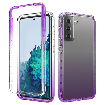 For Samsung Galaxy S21 5G Shockproof High Transparency Two-color Gradual Change PC+TPU Candy Colors Protective Case(Purple)-garmade.com